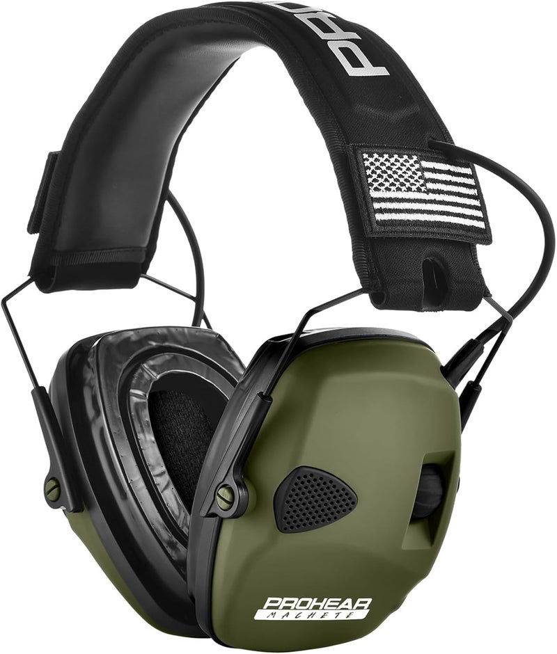 PROHEAR Electronic Ear Protection with Gel Pads for Shooting with 4X Sound Amplification, Gun Range Hearing Protection Muffs, NRR 23dB Noise Reduction Headphones for Hunting, Green - Image 1